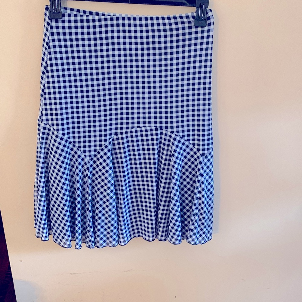 Flowy spring navy gingham and white skirt